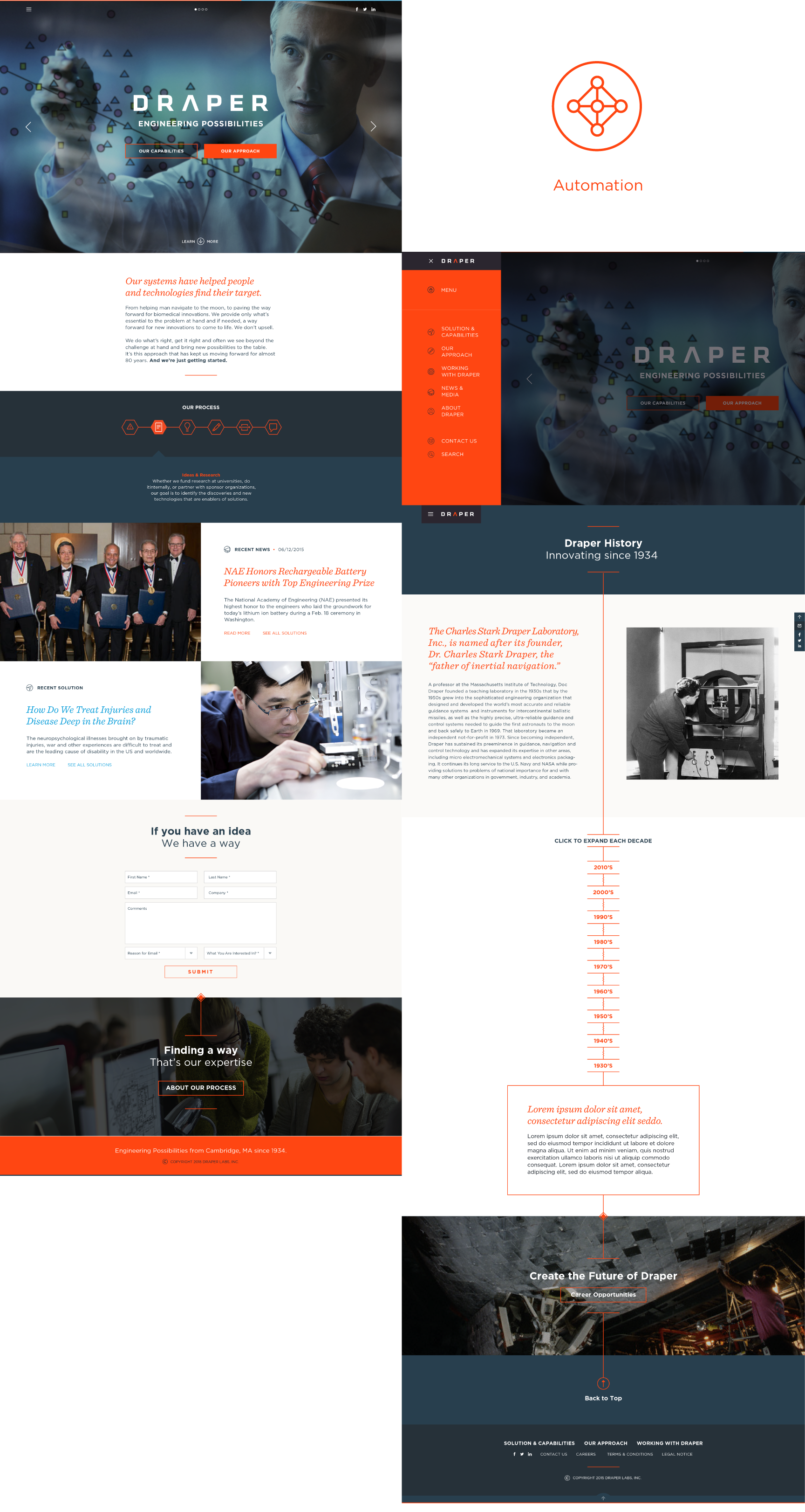 Views of the redesigned Draper website.